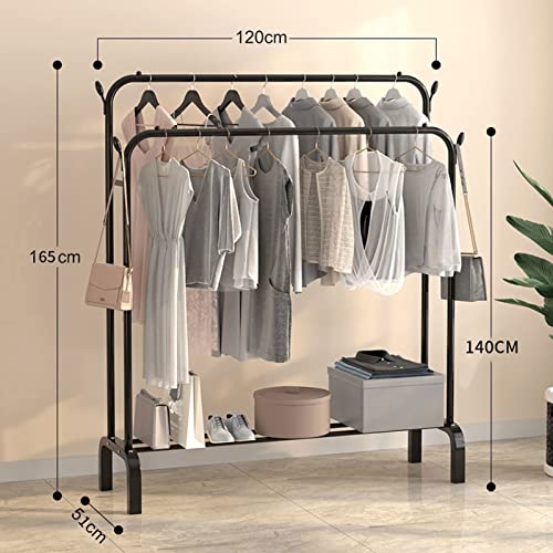 Rail à vêtements double barre robuste avec étagère à chaussures intégrée