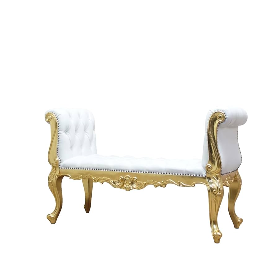 値下げ！ 輸入家具　ロココ調　ベンチ　ボックス　ソファ　収納力抜群 ゴールド ローズロココGL ベンチボックスソファ：A01_02:シルバー
