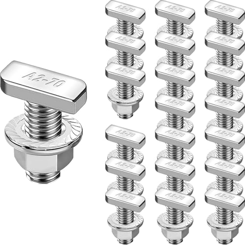 Tornillos de cabeza de martillo M10 x 25 de acero inoxidable A2-70 con tuercas de brida, 20 unidades para rieles de montaje fotovoltaicos fotovoltaicos, invernaderos y montaje fotovoltaico, excelente