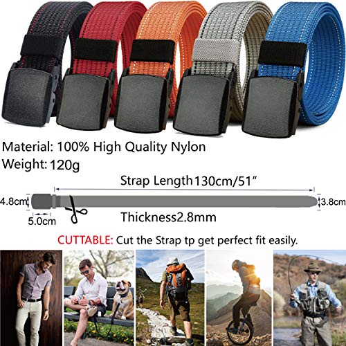 LionVII Belt for Men, Adjustable Belt with Plastic Buckle Breathable for Work Sports, Easy Trim to Fit 28-49" Waist2