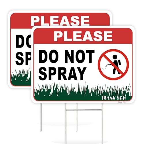 GulSoar 2PC Do Not Spray Sign with Metal Stakes 12.6x 9.4 - Corrugated Plastic Double Sided - Outdoor No Pesticide Lawn Yard Sign
