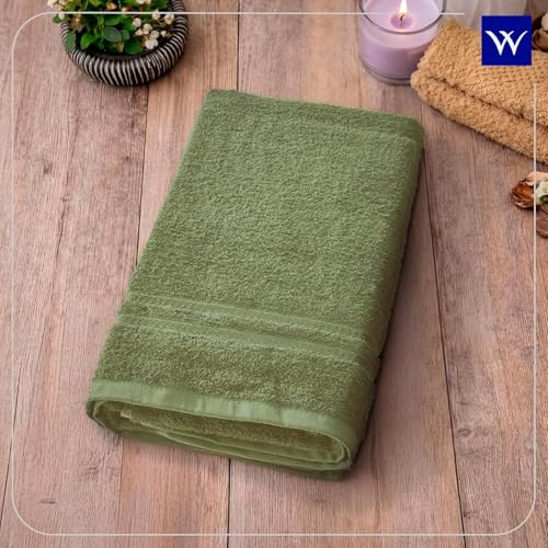Image of Welspun 100% Cotton Quick Dry Bath Towel | High Absorbency Super Soft, Fast Drying Towels for Bath | 380 GSM Large Size 1 Piece Bath Towel for Men and Women | Sized 70cm X 150cm (Green)