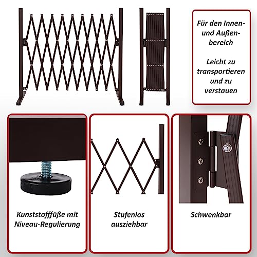 Alu Absperrgitter HWC-K56, Scherengitter Schutzgitter Zaun, ausziehbar schwenkbar Stahl 103x36-265x31cm, braun