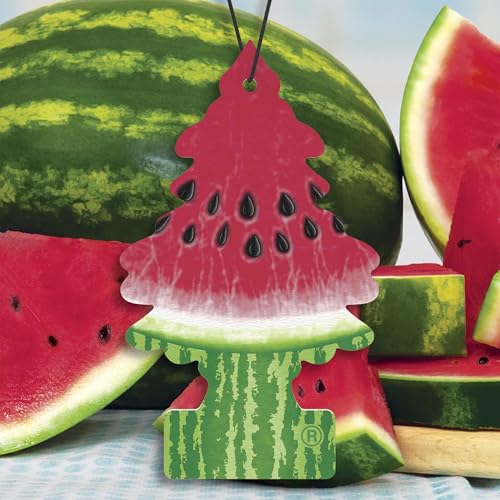 Image of Little Trees Watermelon Air Freshener (Pack of 24) | Tree-Shaped Hanging Design | Ideal For Car, Home, Wardrobes etc | Imported from USA