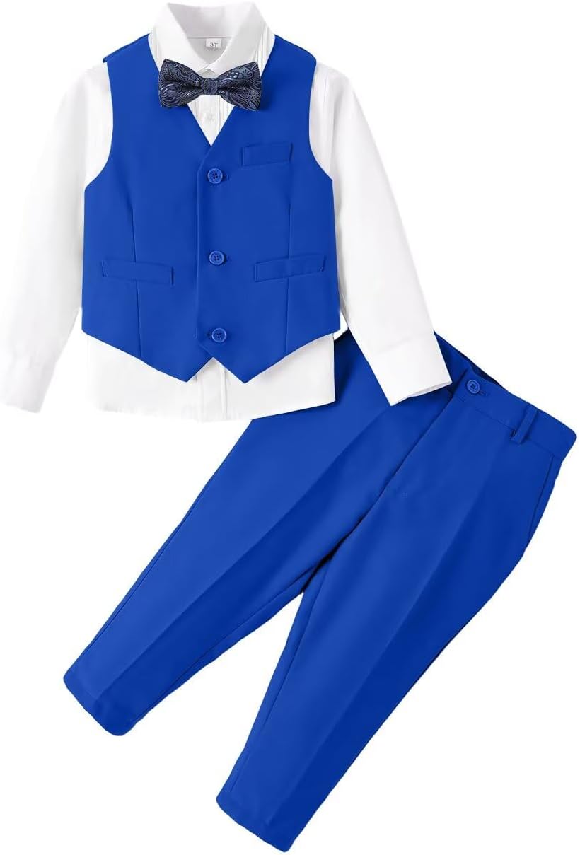 Baby Boys Clothes Suits Toddler Formal Gentleman Wedding Outfit Dress 4Pcs Infant Suit Sets