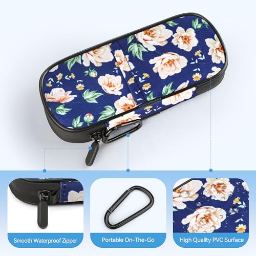 Image of Gelozid Insulin Cooler Travel Case with 2 Reusable Ice Packs, White Flower | Diabetic Insulated Organizer, Medication Case for Insulin Pen, for Diabetic Supplies, for The Daily Life & Trip, TSA approved