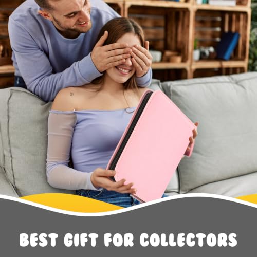 Image of Oeun fan Enamel Pin Display Book, 6-Page Pin Trading Book, Portable Pin Bag and Pin Board (PU Pink)