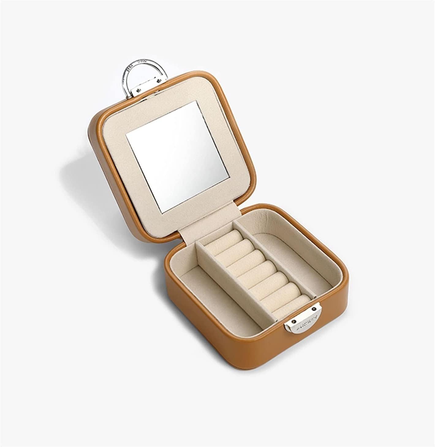 Travel Jewelry Box with Mirror, Waterproof PU Leather Jewelry Storage Organizer, Double-Layer Display Case for Rings, Earrings, Necklaces & Bracelets