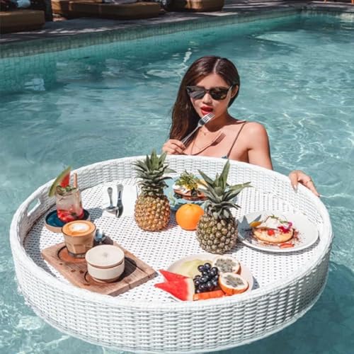 Bandeja flotante para piscina, bandeja flotante para servir, flotadores de piscina para adultos para bancos de arena, spas, baños y fiestas | Bandeja flotante para servir bebidas y alimentos en