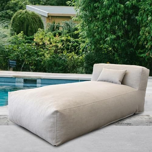 Dineli Modern ANNY-H Lounge Chair Outdoor Bed Lounger Outdoor Couch Sofa Comfy Patio Furniture Dense Foam Pool Loungers Lazy Sofa for Outside, Water-Resistant Sunbed (Light Gray, 70'' Length)