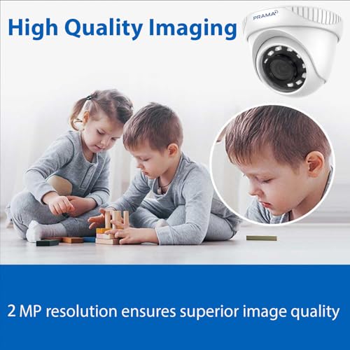 Image of PRAMA PT-HTD700E-IP 2 MP Eco Lite Dome Camera, 2 MP high Performance CMOS 1920 x 1080 Resolution, 2.8 mm, 3.6 mm Fixed Lens Up to 20 m IR Distance, DNR, DWDR Analog HD Output.