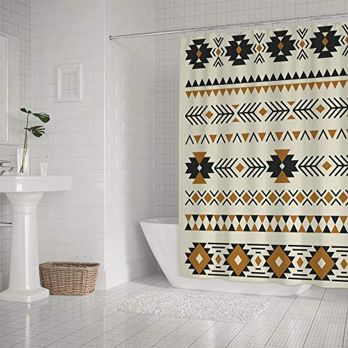 Rideau de douche 180x180 cm imperméable en polyester à motif ethnique multicolore