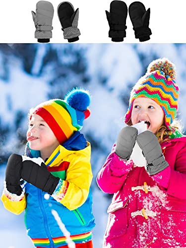 SATINIOR 2 Pairs Kids Snow Mittens Waterproof Winter Ski Gloves Warm Thicken Snow Gloves for Girls Boys2