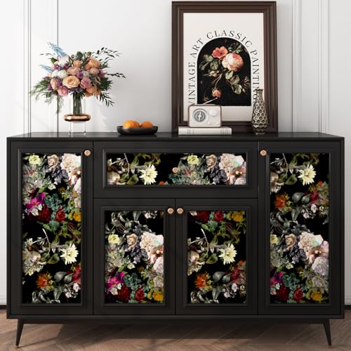 Papier Adhesif pour Meuble Fleur Noir pour renover une commode - 4