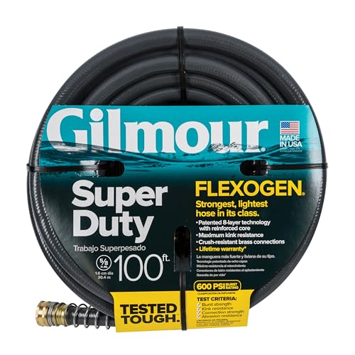 Gilmour Flexogen 5/8 in x 100 ft Garden Hose, Heavy Duty Water...