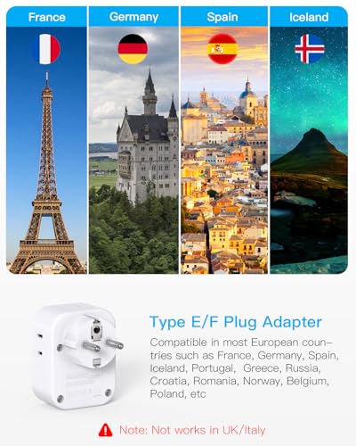 Image of Type E F Plug Adapter 2 Pack, HANYCONY South Korea Outlet Adapter