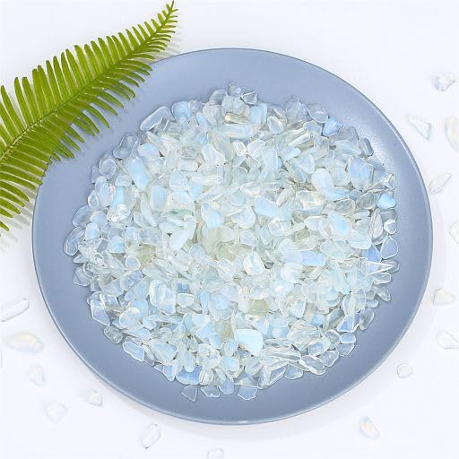 Image of YATOJUZI Opal Aquarium Gravel Rocks Bulk Wholesale Tumbled Crystals Stones Chips Crushed Reiki Energy Balancing Gemstones for Planters Vase Filler Fountain Fish Tank Potted Decor 0.44LB