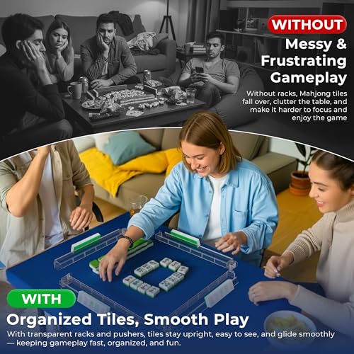 Mahjong Racks con Pushers Acrílico Transparente 4 Piezas miniatura 3