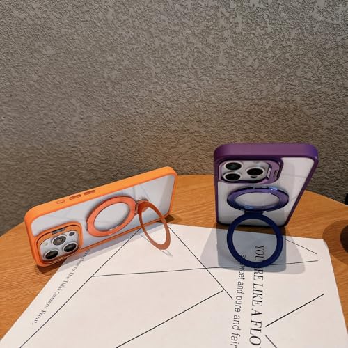 Coque iPhone 13 Pro magnétique transparente protège objectif rigide orange