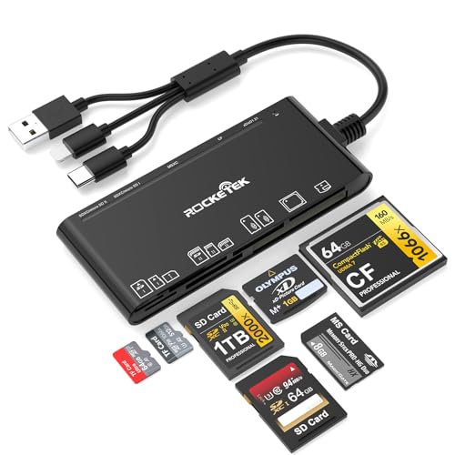 Memory Stick Pro Duo Adapter for iPhone/USB C/PC - SD/TF/CF/MS/XD Picture Mlulti Card Reader, Multi Memory Card Reader USB C Lightning OTG Adapter Memory Stick pro Duo Reader for iPhone
