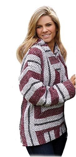 Baja Joe Striped Woven Eco-Friendly Jacket Coat Hoodie (Small, Burgundy)