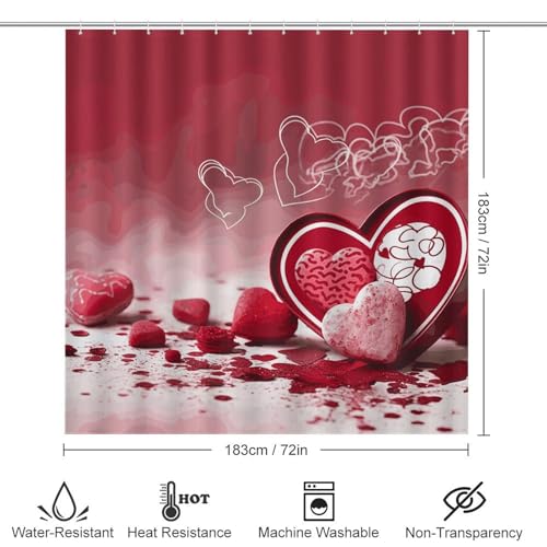 Kit rideau de douche Saint-Valentin antidérapant en textile de qualité supérieure