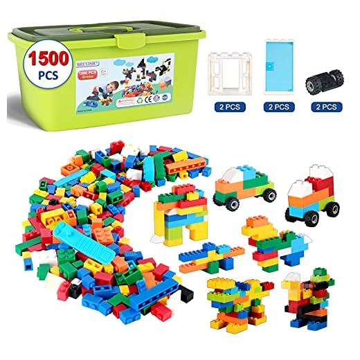 Ladrillos de construcción 1500 Piezas, Bloques clásicos, Colores aleatorios, 8 Formas, para niños a Partir de 3 años, con Caja de Almacenamiento, Compatible con Todas Las Marcas Principales