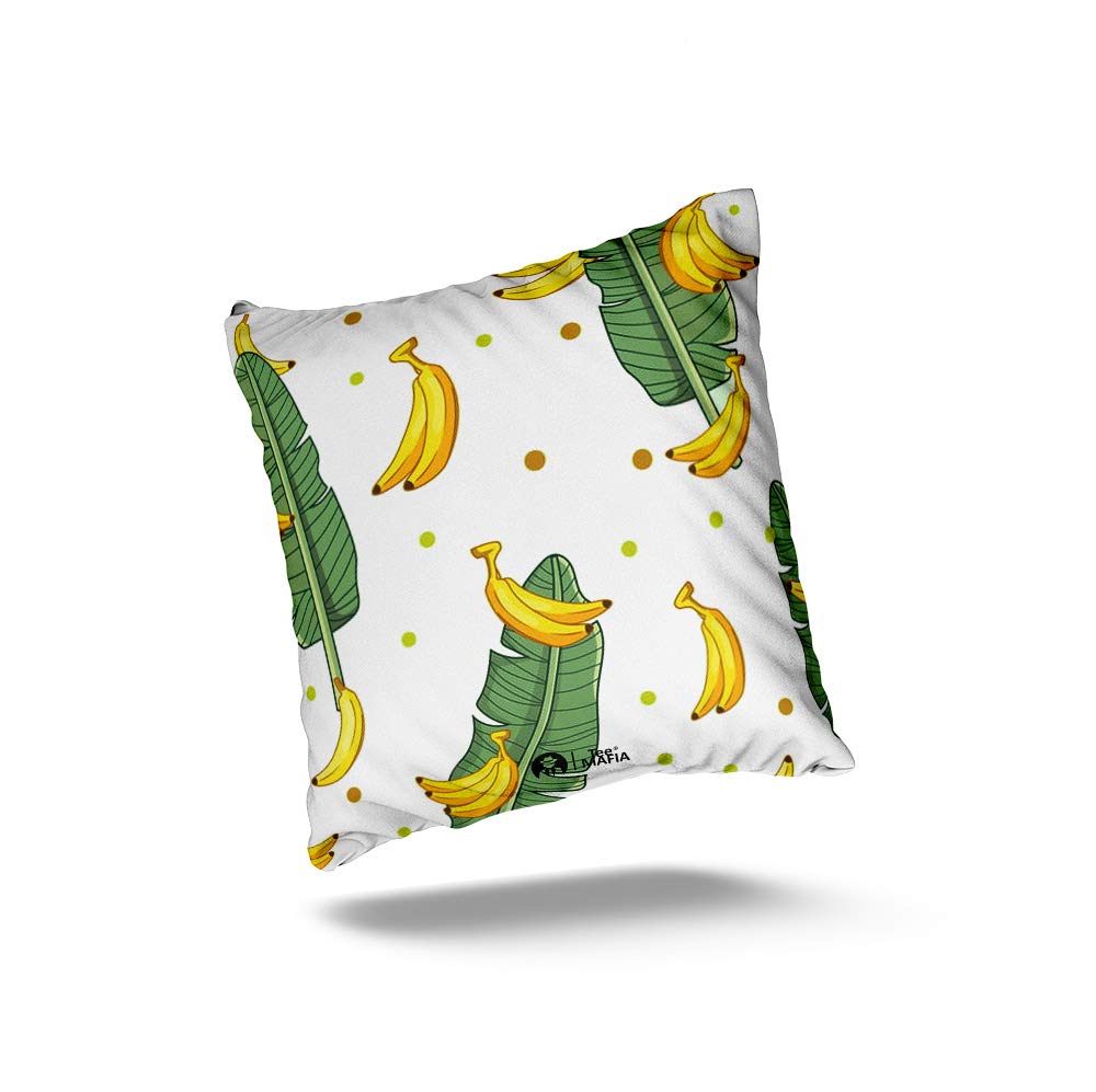 Tee MafiaTee Mafia Banana Designed Cushion & Cover with Print | bananan Tropical 12x12 Designer Pillow with Cover & Cushion | Banana Leaves Texture with Print.