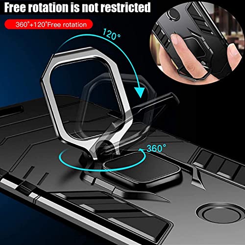 Image of WOW IMAGINE Shock Proof Back Case Mobile Cover for Realme Narzo 50A Prime | Realme C35 (Armor | Hybrid PC + TPU | Full Protection with Ring Holder Kickstand | Carbon Black)