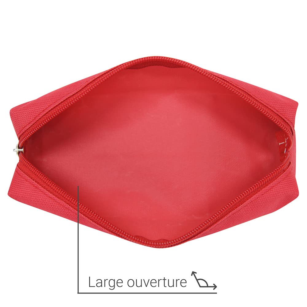 WAYTEX Multi-Purpose Small Rectangular Pencil Case 21 x 4 x 4 cm Soft Textile, Red, School Pencil case - Image 2
