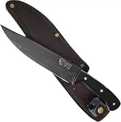 Faca Artesanal para Churrasco, Lâmina Fosfatizada 8 Polegadas em Aço Carbono, Cabo em Acrílico, com Bainha em Couro