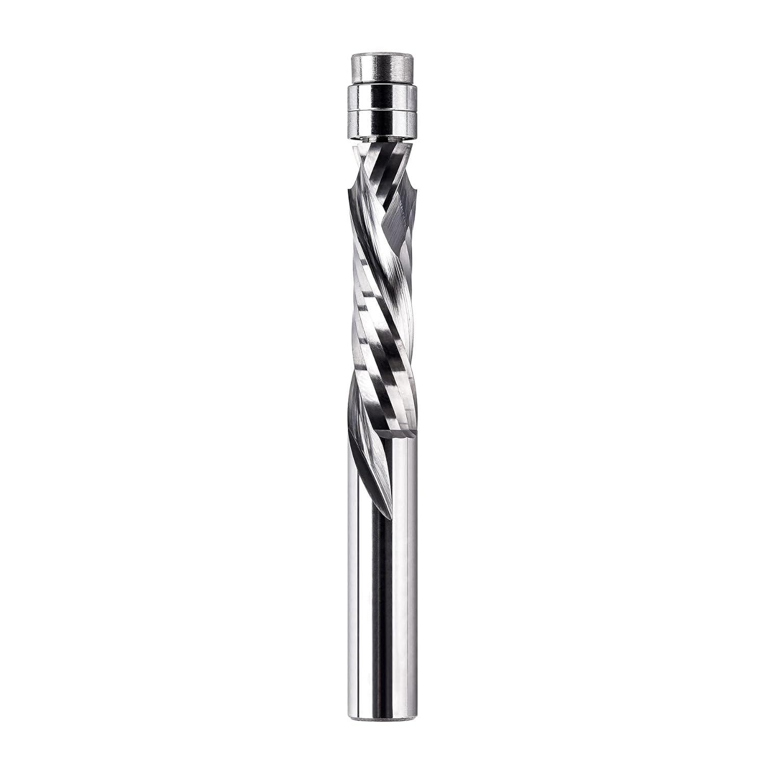 SpeTool Op&Neer Compressie Afschuiningsfrees 12mm Schacht Hardmetalen Spiraalfrees Kopieerfrees voor Bovenfrees 32mm Snijdiameter Dubbele Boven en Onderkogellagers Diverse Inzetstukken Houtbewerking