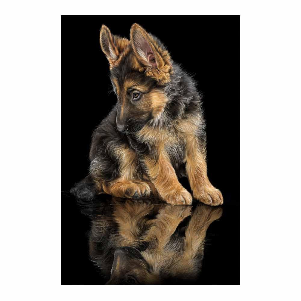 ZAMAEIU Animal Dog Canvas German shepherd puppys Funny Animal Picture Print Artwork The, For Home Modern Living Room Bedroom Decoration(black)-80x120cm Unframed