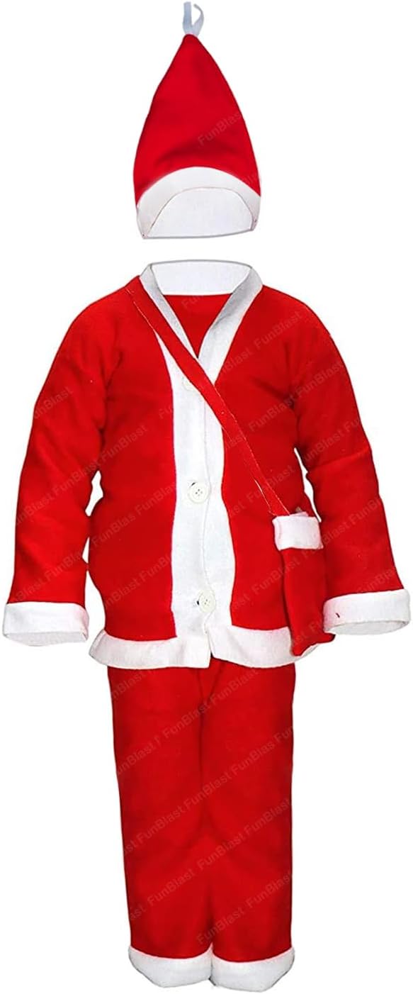FunBlast Santa Claus Dress - Santa Claus Costume Dress Kids Boys, Girls, Christmas Outfits for Boys, Girls, Christmas Fancy Dress for Toddler, Christmas Gifts for Kids