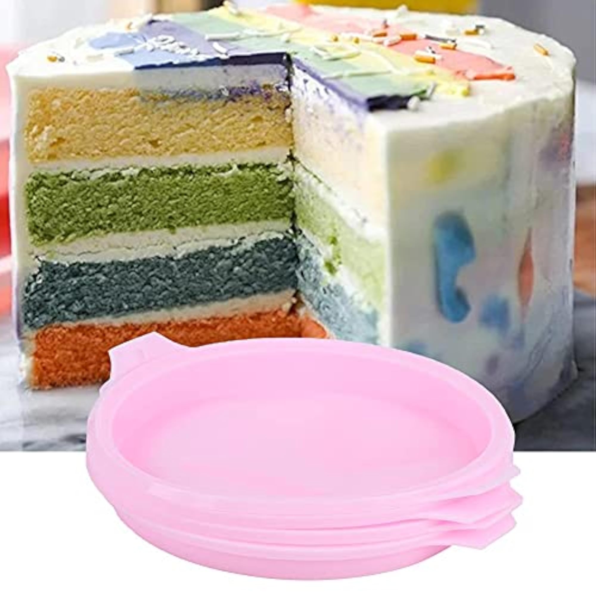 8 Inch Silicone Round Cake Pan, Pink Baking Tray Set
