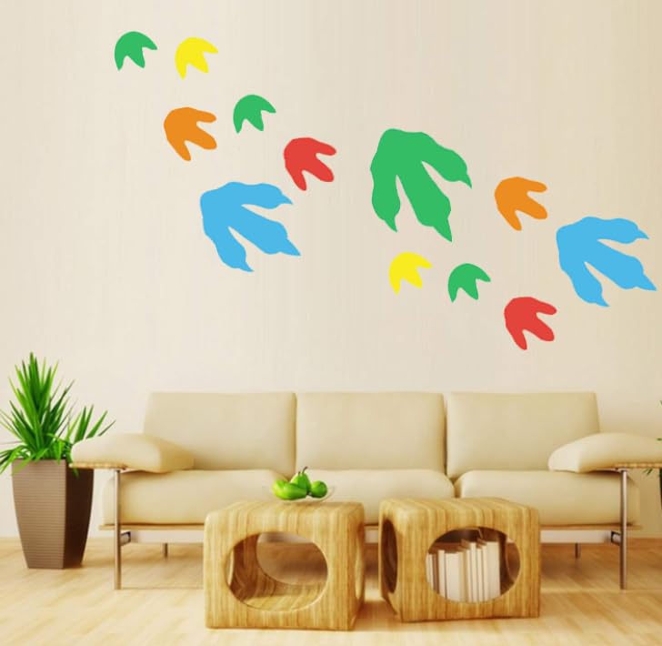 60 adhesivos vinilo huellas dinosaurio para pared niños miniatura 5