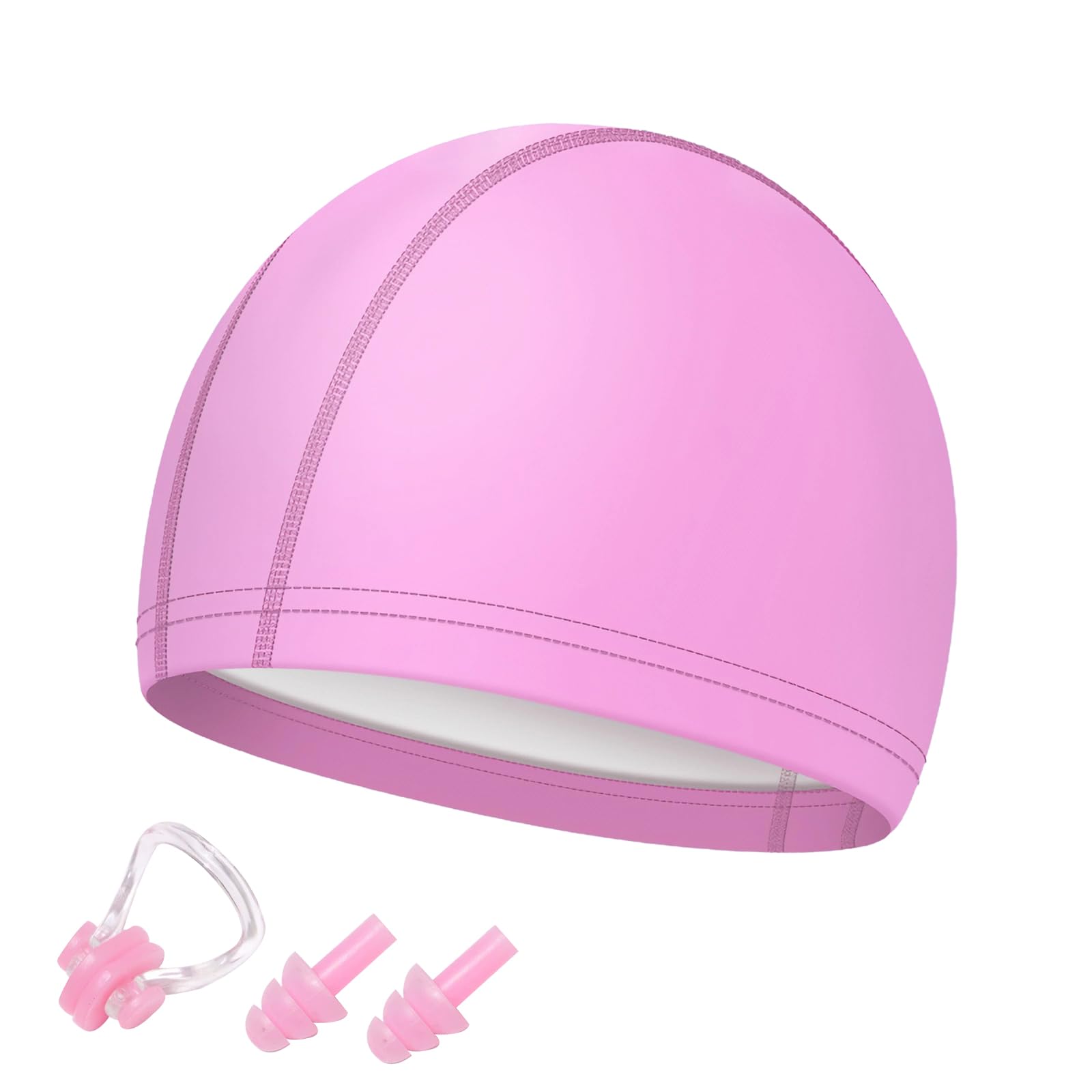 Swimming Cap,High Elasticity Kids Swimming Cap,Non-slip Swimming Hats Kids 6-14 with Waterproof, Fabric Swim Cap for Boys Girls (pink)