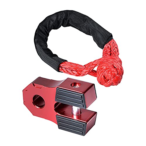 Astra Depot Winch Accessory Red Winch Shackle Mount Flat Towing Hook with Iron Pin & Rubber Guard-30,000 lbs & 1/2