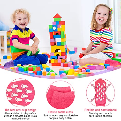 Geyoga 14 Pairs Baby Kids Socks Low Cut Non Slip Socks For 2-9 Years Infants Toddlers Girls Boys Anti Skid Ankle Socks With Grips Children Socks Slide Gripper Socks For Sports Ballet Barre Yoga Socks  thumb #3