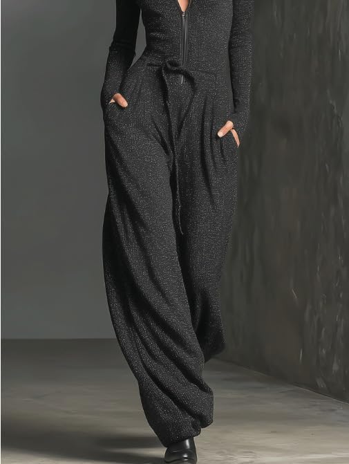 Molilove Womens Long Sleeve Jumpsuit Zipper Jacket Baggy Pants Outfits Casual Fall Overall Cargo Jumpsuit Going Out Outfits - Image 4