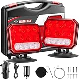 inhtgeas Wireless Trailer Lights Magnetic - Dual Function Magnetic Tow Light with Strobe Lights Reverse Light 2-IN-1 Towing Lights Kit for Trucks, Boat, RV, Vehicle, Caravan