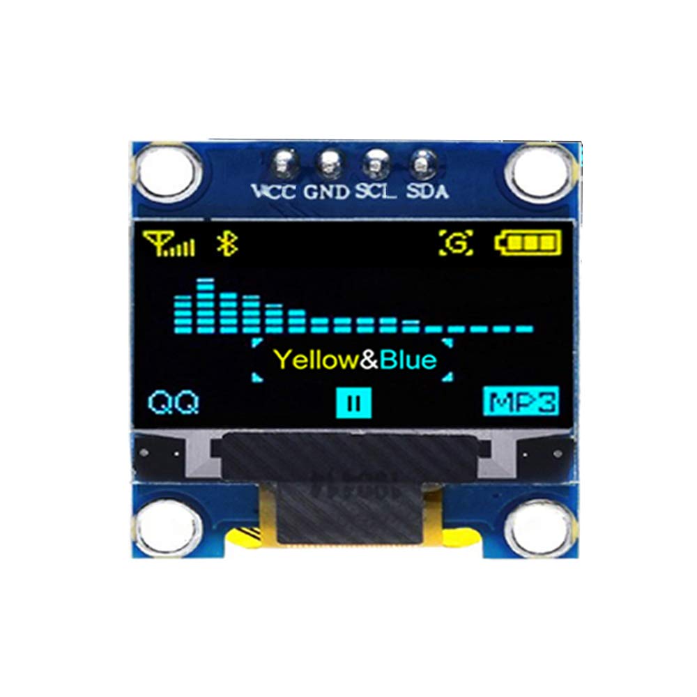 0.96 OLED Display Module, FBHDZVV 128 x 64 Pixel IIC 12864 OLED Yellow Blue I2C 0.96inch OLED Display IIC Serial with SSD1306 Chip Compatible with Raspberry Pi