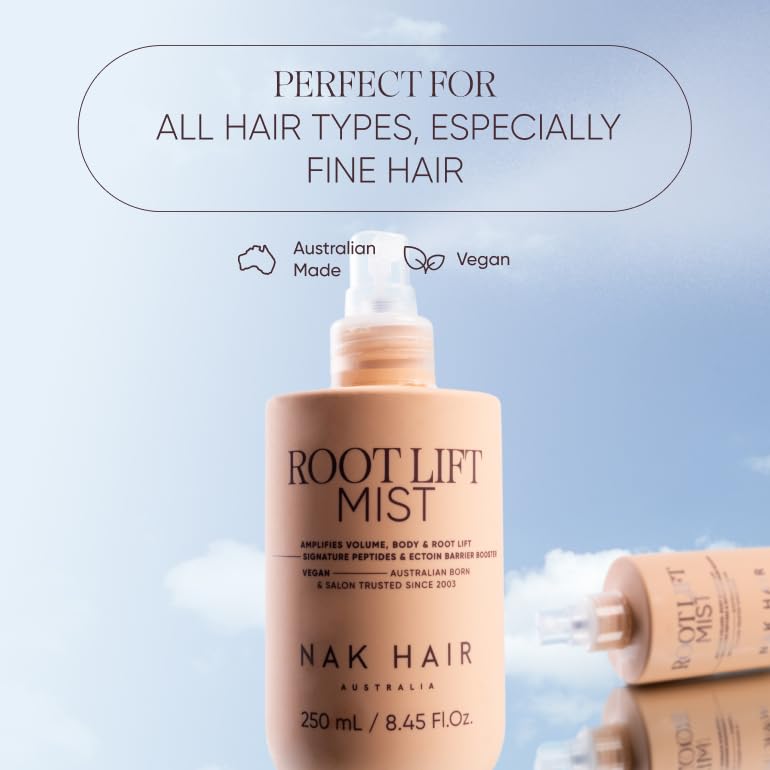 NAK Signature Root Lift Mist 250ml - Volumizing Hair Spray, Adds Body & Root Volume for Fine Hair with Peptides & Vegan Complex