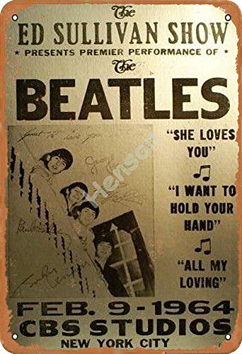 Henson Ed Sullivan Show the Beatles Cbs Stuos Plaque murale décorative vintage en étain avec logo 30,5 x 20,3 cm - Les Beatles, Paul McCartney, John Lennon, RIngo Starr, George Harrison Henson Ed Sullivan Show the Beatles Cbs Stuos Plaque murale décorative vintage en étain avec logo 30,5 x 20,3 cm