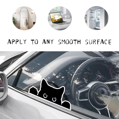 Image of DXNQ Peeking Sneaky Cat Sticker, Waterproof Strong Adhesive Decals with Curious Black Cat Graphic, Removable Funny Peeking Black Cats Sticker for Car Window Laptop, Car Accessories (White Edge)