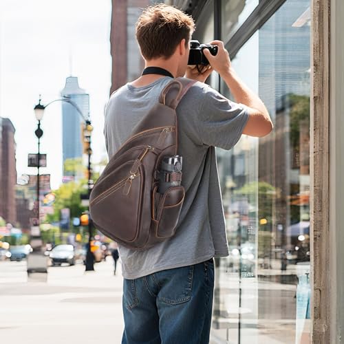 TIDING Full Grain Leather Sling Bag