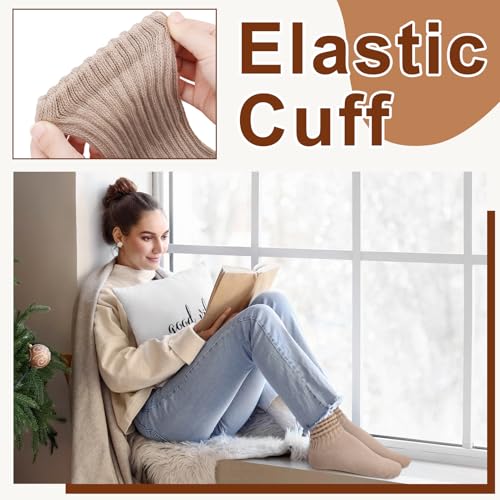 Jspupifip 6 Pairs Slouch Socks for Woman Scrunch Socks Knit Mid Calf Rib Tube Scrunchy Slouchy Retro Trendy Crew Socks3