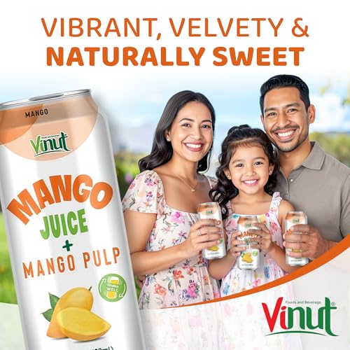 Image of Vinut 100% Mango Juice with Pulp (16.57 fl oz, Pack of 6), No Sugar Added, All Nature Mango Juice, Not From Concentrate, Gluten Free, GMO-Free, High Calcium, Iron