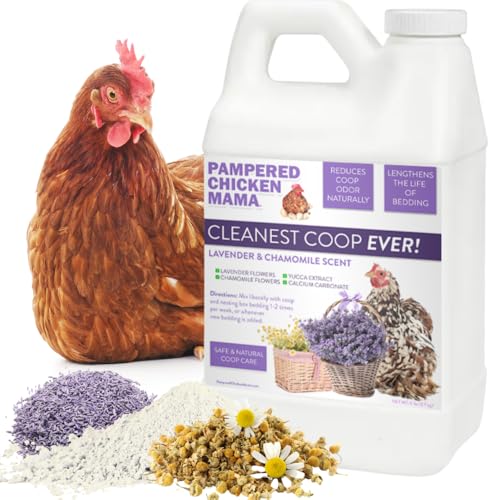 Pampered Chicken Mama Cleanest Coop Ever! Chicken Coop Deodorizer & Bedding Refresher | Moisture Absorbing Odor Eliminator | Coop Refresher for Chickens (Lavender & Chamomile Scent 8 pounds)