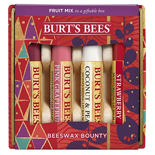 Burt's Bees Beeswax Bounty Fruit Mix Lip Balm Holiday Gift Set, 4 Lip